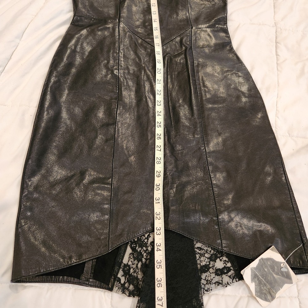 Genuine Black Leather Dress Lace Trim Womens 28 Waist Gothcore Bikercore - Picture 11 of 11